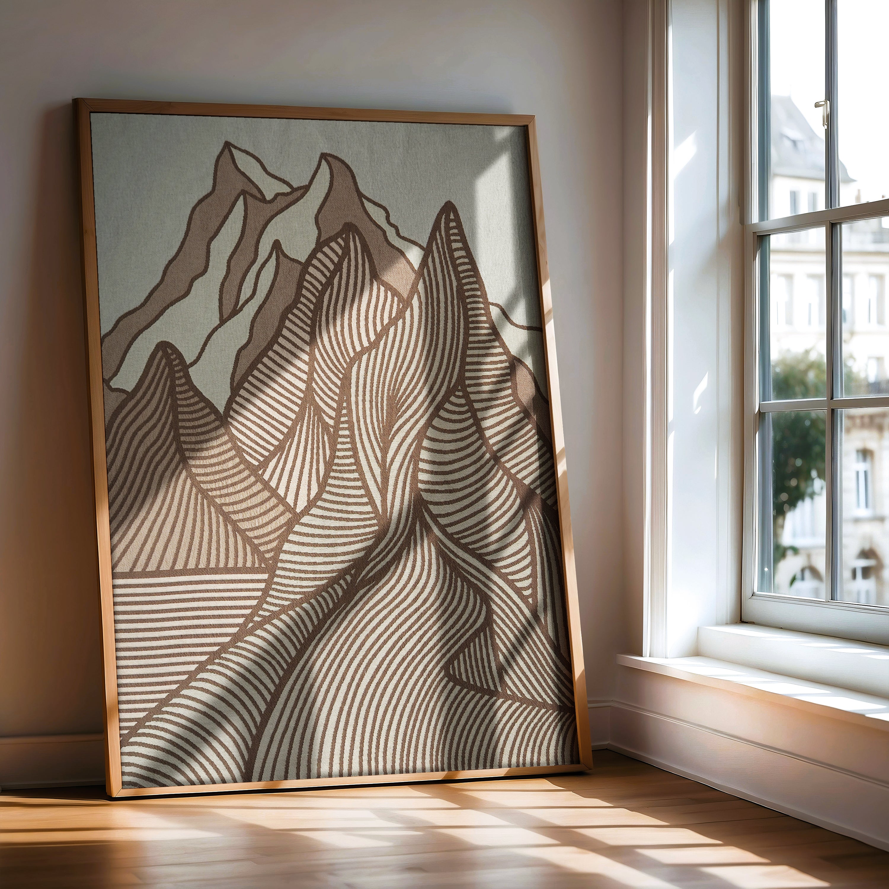 Beige Fjell veggteppe