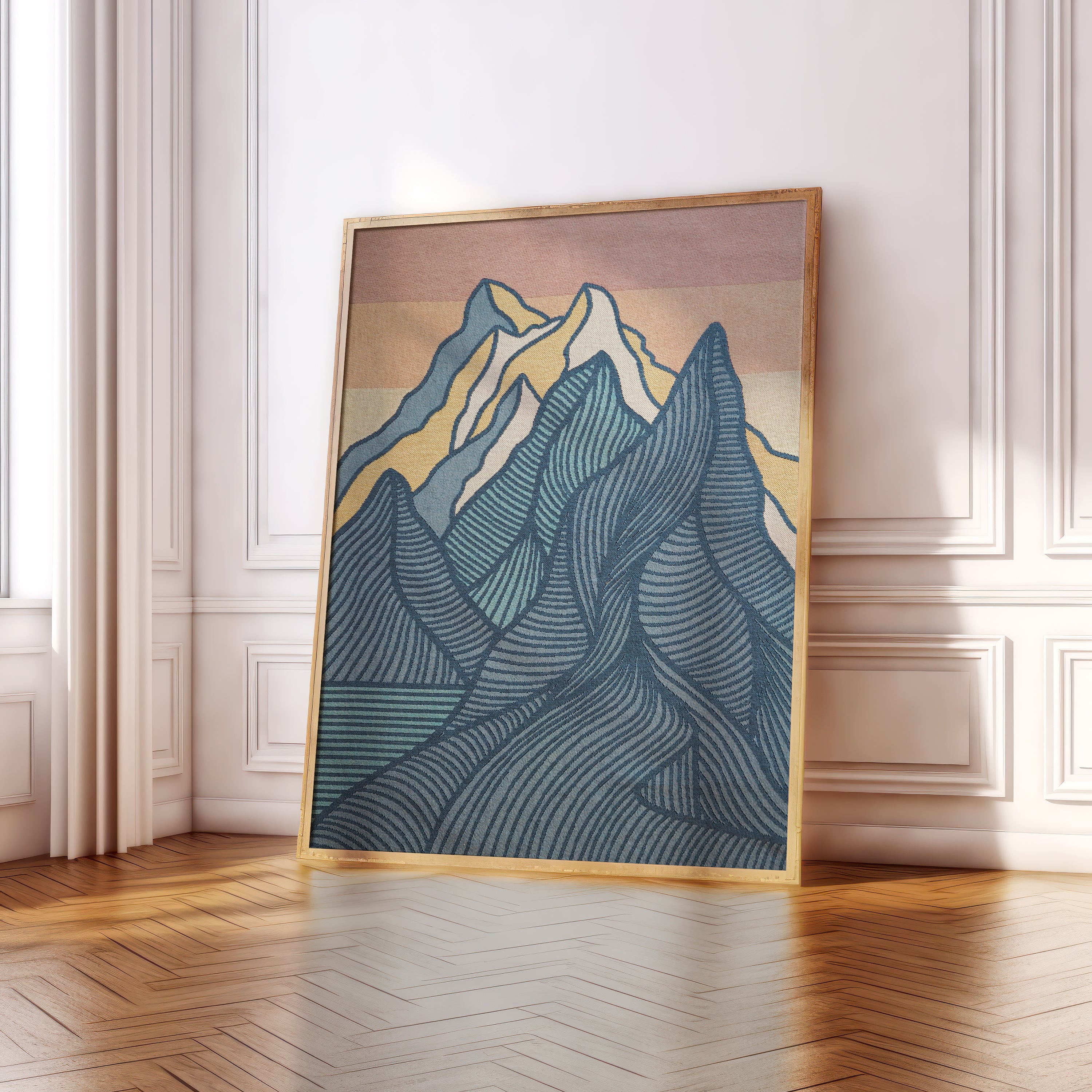 LYSEBLÅ FJELL mini veggteppe