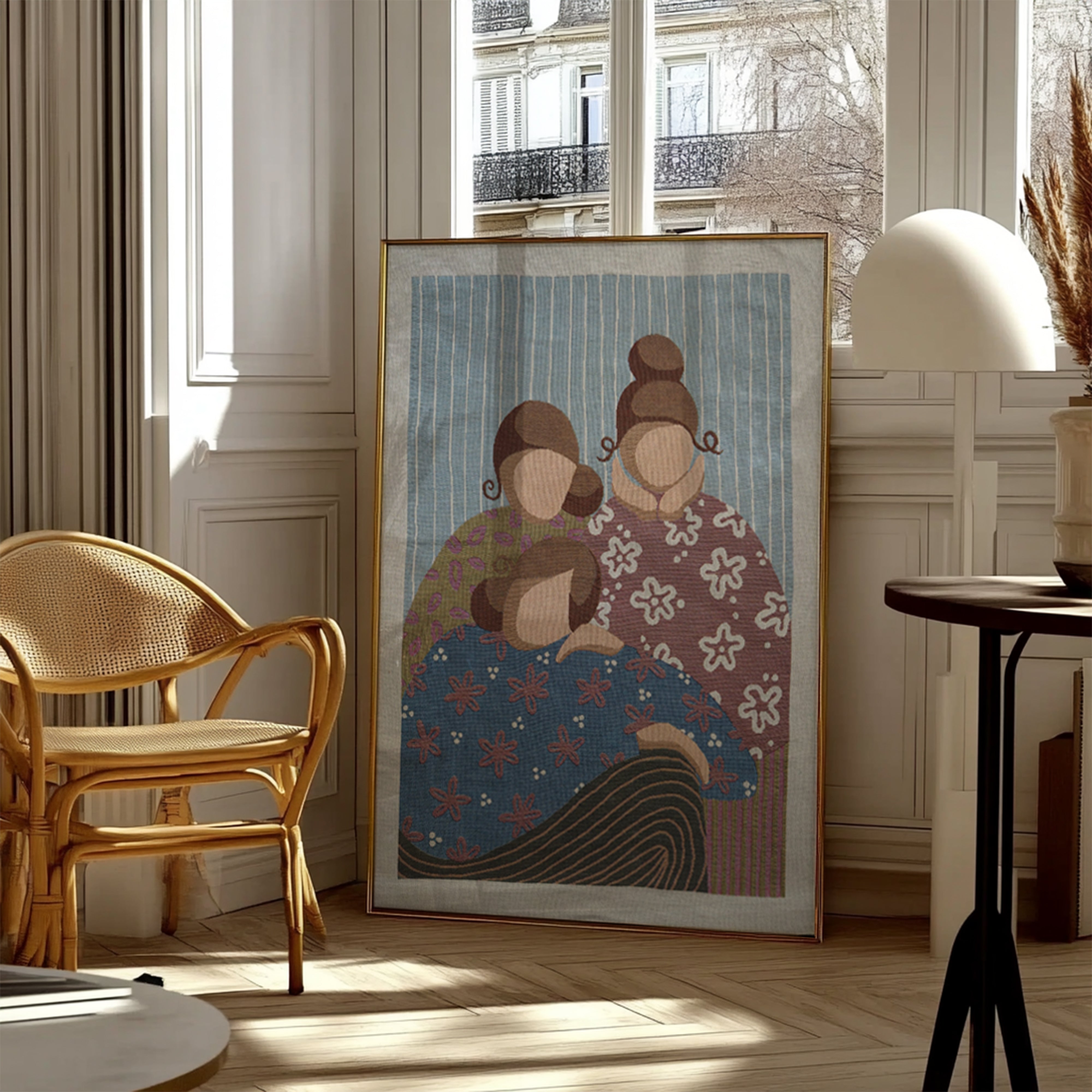 TRE FRØKNER mini veggteppe