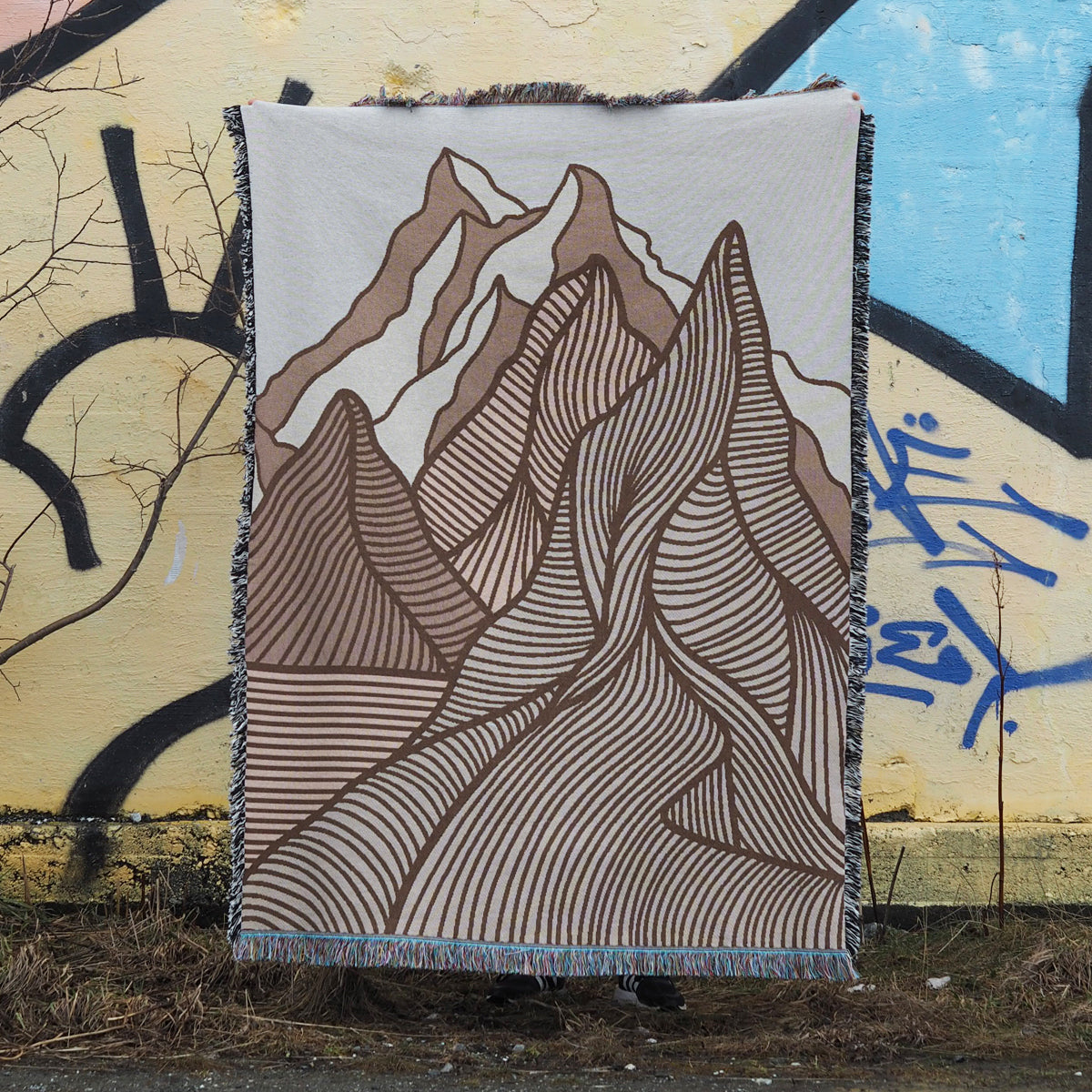 Beige Fjell veggteppe