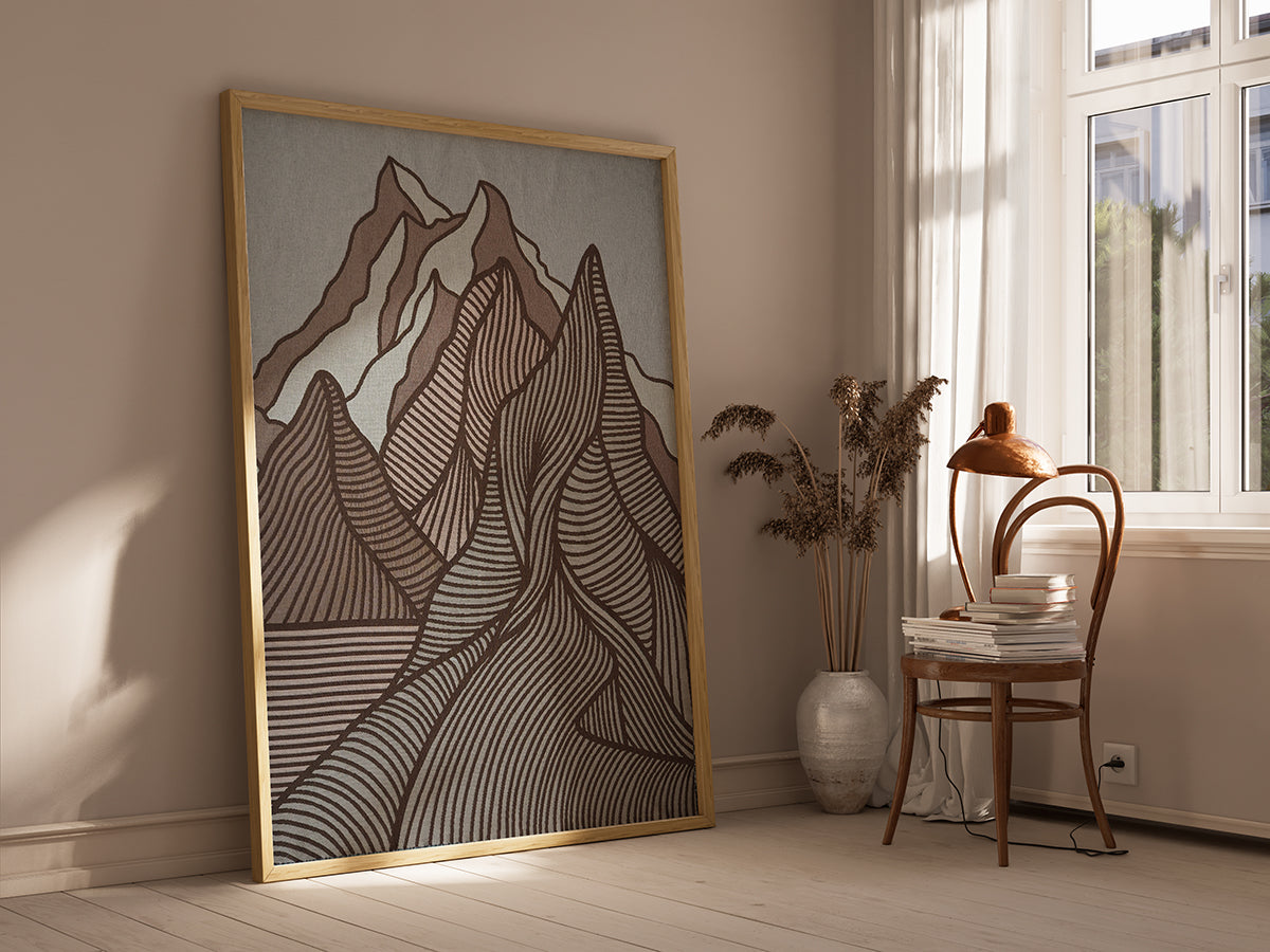 Beige Fjell veggteppe